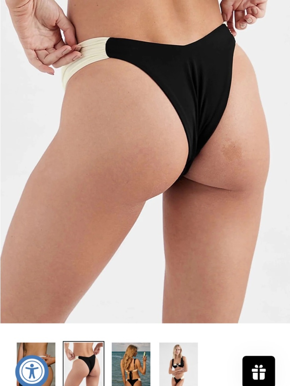 Brand New OneOne Two-Tone Black & White Cecilia Bikini Bottom Cape